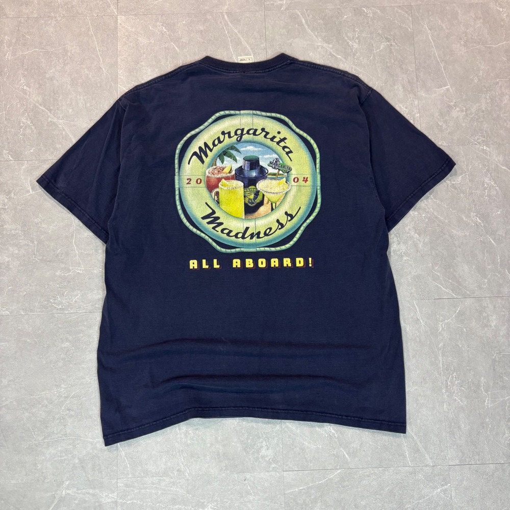 Vintage 2004 Margarita Madness Graphic T-Shirt XL Navy‎ Blue Fruit of the Loom